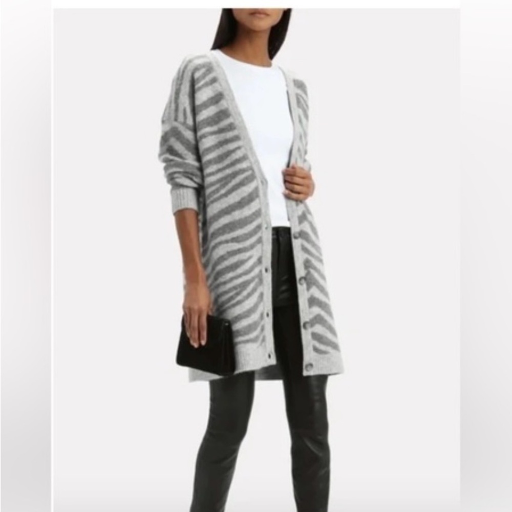 Intermix Nala Gray Zebra Print Women's Wool Cardigan